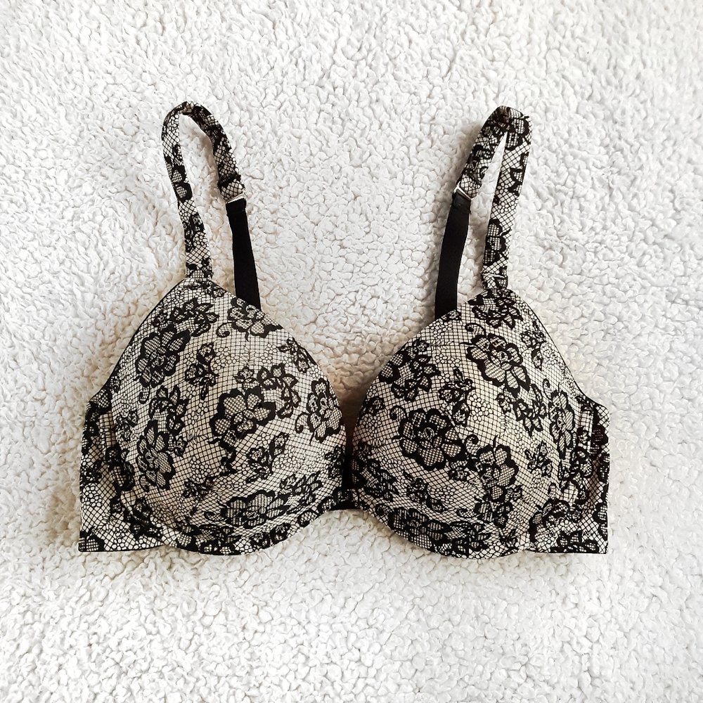 AMBRIELLE Floral Lace Pattern Underwire Padded Bra Size 36C